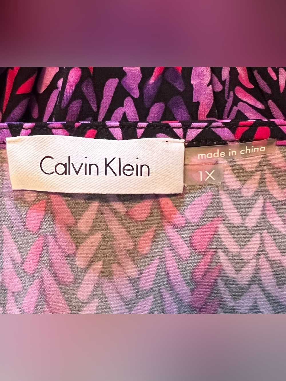 Calvin Klein Patterned Cowl Neck Sleeveless Top Size 1X Boho Business Casual - Picture 6 of 10